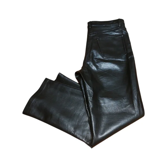 Wilfred Aritzia 'The Melina Pant' Black Vegan Leather High Rise Trousers sz 10